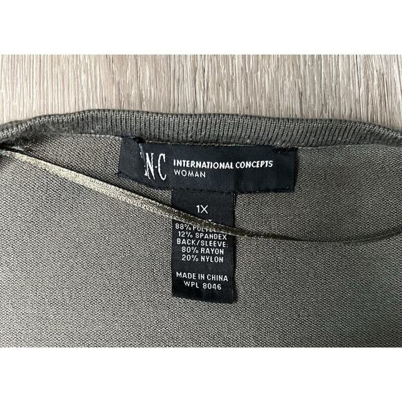 INC International Concepts Green Fringe Open Front Cardigan Jacket Plus Size 1X - Picture 2 of 5